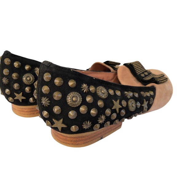 Jeffrey Campbell Ibiza Last ELEGANT SB Studs Bow Flat 9 Tan Black Suede Loafer - Picture 4 of 10